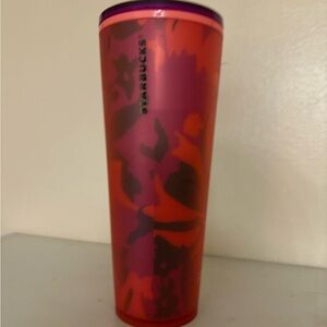 Starbucks Floral Red and Purple Tumbler